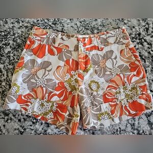 Women's 8 Mossimo Supply Co. Women's Orange and Tan Floral Print Shorts Vintage